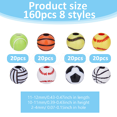 160Pcs 8 Colors Opaque Acrylic Beads MACR-DC0001-13-1