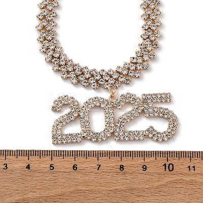 Brass Full Crystal Rhinestone 2025 Pendant Necklaces for Women NJEW-Q005-01G-1