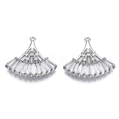 Brass Micro Pave Clear Cubic Zirconia Pendants ZIRC-S069-005P-1