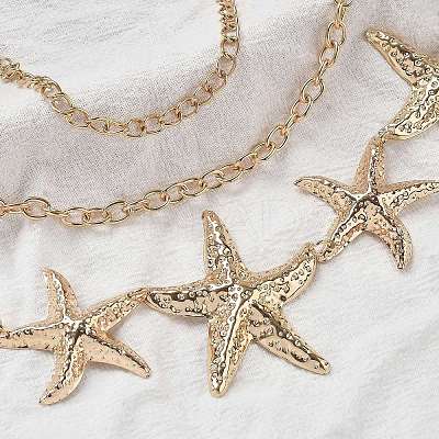 Alloy Starfish Chain Belts for Women NJEW-B120-02-1