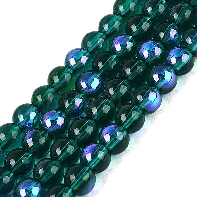 Transparent Electroplate Glass Beads Strands EGLA-Q132-6MM-01A-19-1