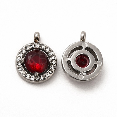 304 Stainless Steel Cubic Zirconia Pendants STAS-A076-05P-1