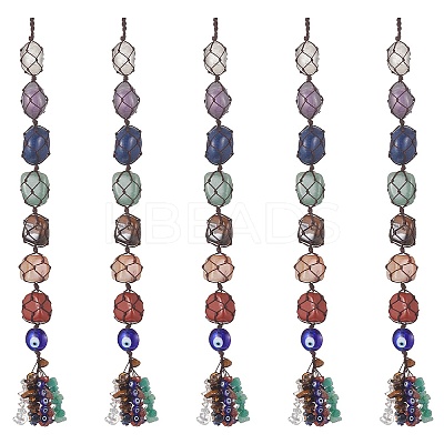 7 Chakra Nuggets Natural Gemstone Pocket Pendant Decorations HJEW-JM01049-03-1