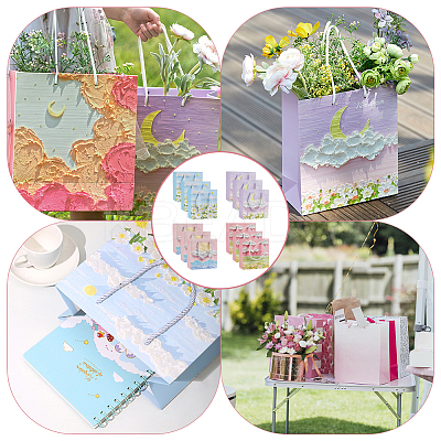 24Pcs 4 Styles Paper Gift Bags with Polyester Handles CARB-NB0001-13-1