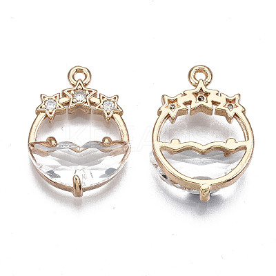 Faceted Transparent Glass Pendants GLAA-T020-18H-1