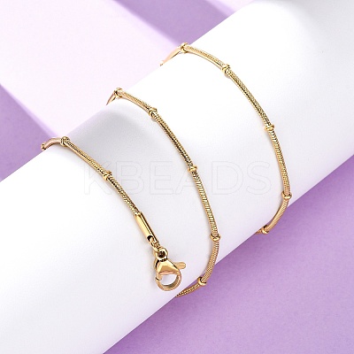 1.2MM 304 Stainless Steel Rondelle Bead Round Snake Chain Necklaces NJEW-K291-03G-1