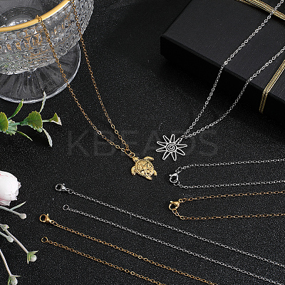 10Pcs 2 Colors 304 Stainless Steel Cable Chain Necklace NJEW-SC0001-25-1