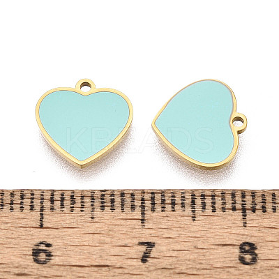 304 Stainless Steel & Enamel Heart Pendants STAS-T073-21G-1