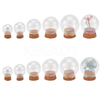5 Sets 5 Style Round Iridescent Glass Dome Cover AJEW-DR0001-08-1