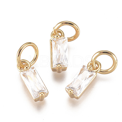 Brass Micro Pave Cubic Zirconia Charms ZIRC-F111-03G-06-1