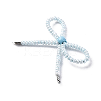Alloy & Glass Seed Beads Bowknot Chandelier Component Links PALLOY-D359-03E-1