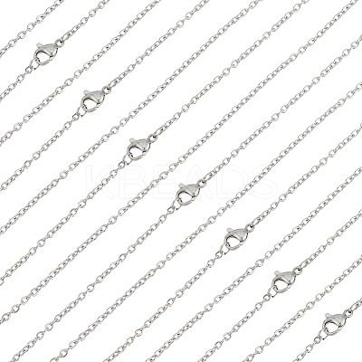 30Pcs 304 Stainless Steel Flat Cable Chain Necklaces Set for Men Women STAS-BBC0004-99B-1