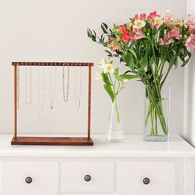 Wooden Necklace Organizer Display Stands ODIS-WH0331-20B-1