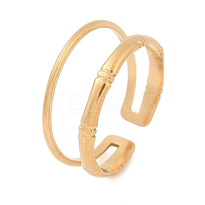 304 Stainless Steel Open Cuff Rings for Women LS-RJEW-A056-01G-1