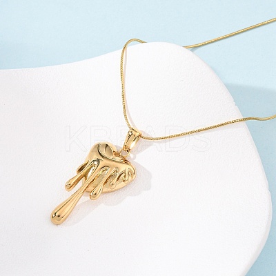 304 Stainless Steel Melted Heart Pendant Snake Chain Necklaces for Women NJEW-F354-09G-1