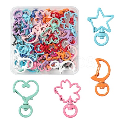 40Pcs 4 Style Spray Painted Alloy Swivel Snap Hooks Clasps FIND-LS0001-52-1