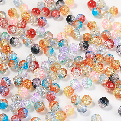 200Pcs 8 Colors Two Tone Transparent Crackle Glass Beads GLAA-AR0001-44-1