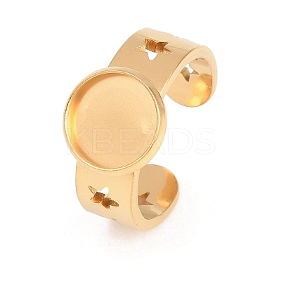Hollow Star 304 Stainless Steel Open Cuff Ring Components STAS-F366-07B-G-1