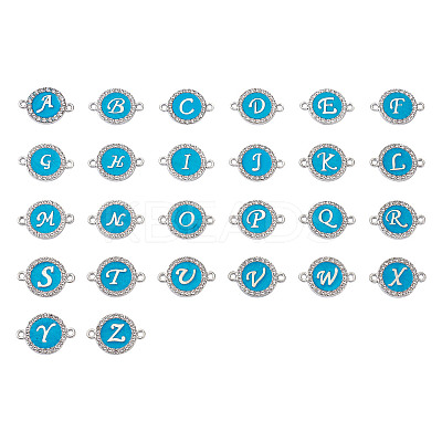 26 Letters Alloy Enamel Links Connectors ENAM-TA0002-19B-1