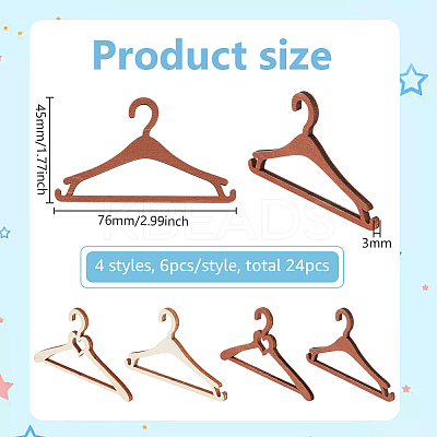 24Pcs 4 Styles Unfinished Wooden WOOD-BC0001-39-1