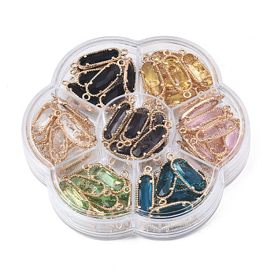 70Pcs 7 Colors K9 Glass Connector Charms GLAA-N038-17-1