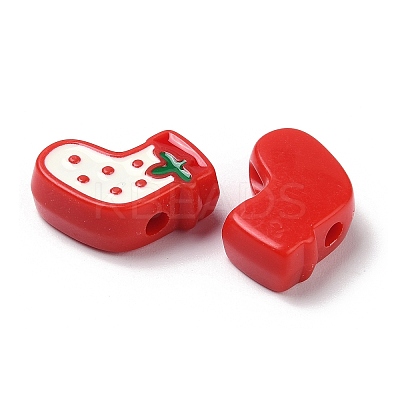 Christmas Decorations Theme Opaque Acrylic Bead with Enamel OACR-Z021-01F-1