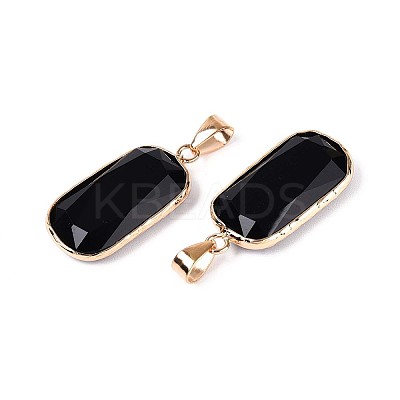 Natural Black Onyx(Dyed & Heated) Pendants G-N349-03B-G-1