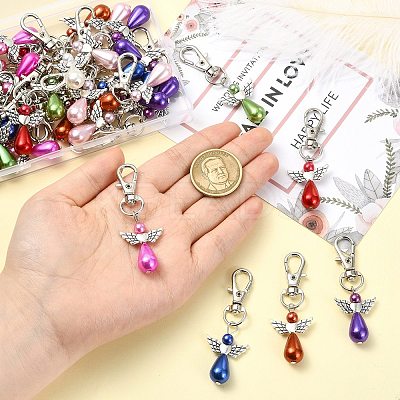 40Pcs 8 Colors Angel Plastic Pearl Pendant Decoration HJEW-CJ00062-1