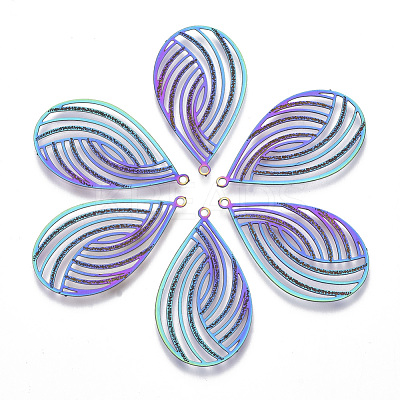 Ion Plating(IP) 304 Stainless Steel Filigree Pendants X-STAS-T057-06-1