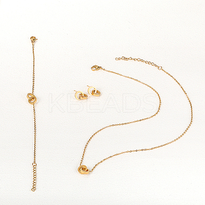 Stainless Steel Double Interlocking Ring Jewelry Set JG9167-2-1