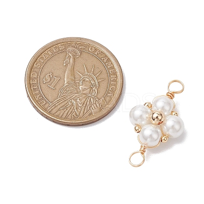 Glass Pearl Copper Wire Wrapped Flower Connector Charms PALLOY-JF03048-01-1