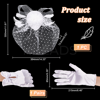 1 Pair Bowknot Pattern Gloves AJEW-GA0006-47B-1