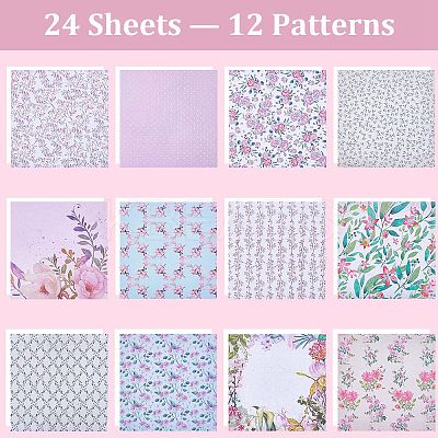 24Pcs 12 Styles Scrapbook Paper Pads SCRA-WH0001-03-1