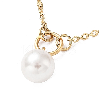 Ion Plating(IP) 304 Stainless Steel with Plastic Bead Necklaces NJEW-Q335-02A-G-1