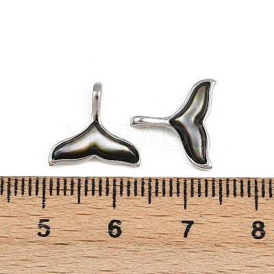 Natural Black Lip Shell Whale Tail Charms KK-A269-58P-1