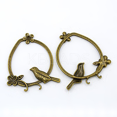 Tibetan Style Alloy Ring with Bird Large Pendants LS-EA13491Y-AB-1