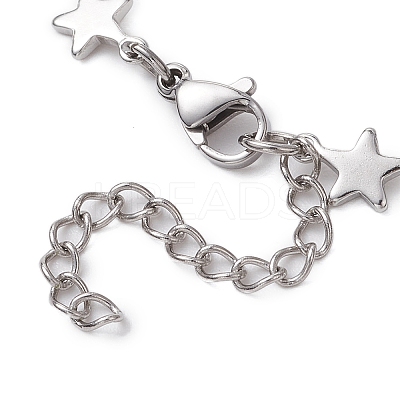 304 Stainless Steel Star Link Chain Bracelet Makings for Women AJEW-TA00028-1