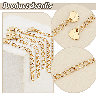 15Pcs 304 Stainless Steel Curb Chain Extender STAS-UN0061-44-1