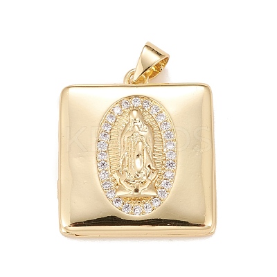 Brass Micro Pave Cubic Zirconia Locket Pendants KK-A161-50G-1