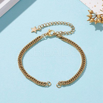 PVD Vacuum Plating 304 Stainless Steel Diamond Cut Curb Chains Bracelet Makings AJEW-JB00878-1