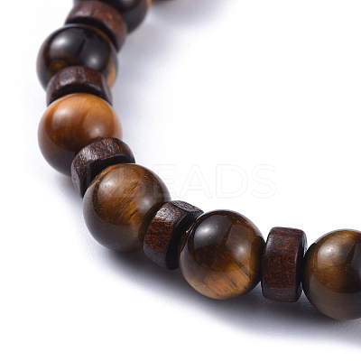 Natural Tiger Eye Stretch Bracelets BJEW-JB04492-04-1