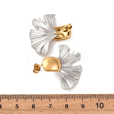 304 Stainless Steel Two Tone Stud Earrings for Women LS-EJEW-A136-01C-GP-1