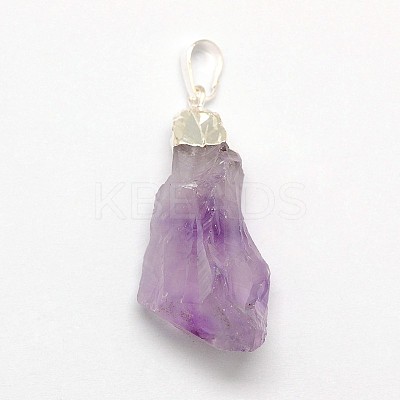 Natural Raw Rough Gemstone Amethyst Pendants G-M040-M04-1