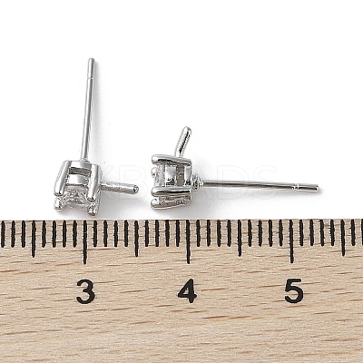 Brass with Clear Cubic Zirconia Stud Earring Findings KK-G491-53P-1
