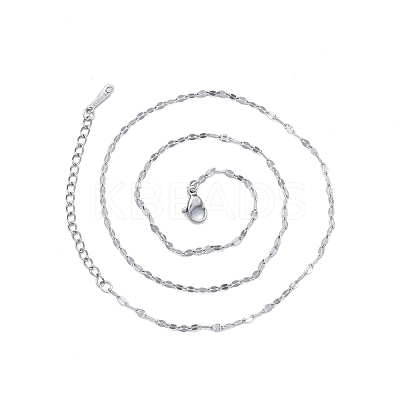 Non-Tarnish 304 Stainless Steel Dapped Chains Necklace for Men Women NJEW-N050-A05-S20-1