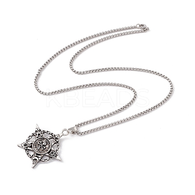 Alloy Star with Skull Pendant Necklace with 201 Stainless Steel Chains for Men Women LS-NJEW-E016-14AS-1