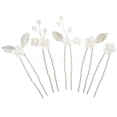Alloy with Plastic Beads Hair Sticks for Women Girls OHAR-WH20010-08P-1