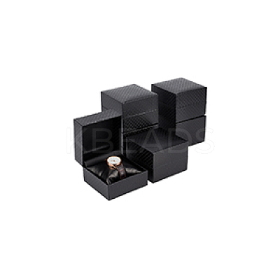 Square Diamond Print Cardboard Jewelry Watch Storage Boxes CON-WH0092-56-1