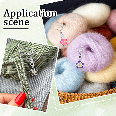 Polymer Clay Flower Pendant Locking Stitch Markers HJEW-SC00068-1