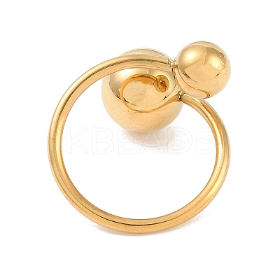 Ion Plating(IP) 304 Stainless Steel Round Open Cuff Ring for Women RJEW-C097-07G-1